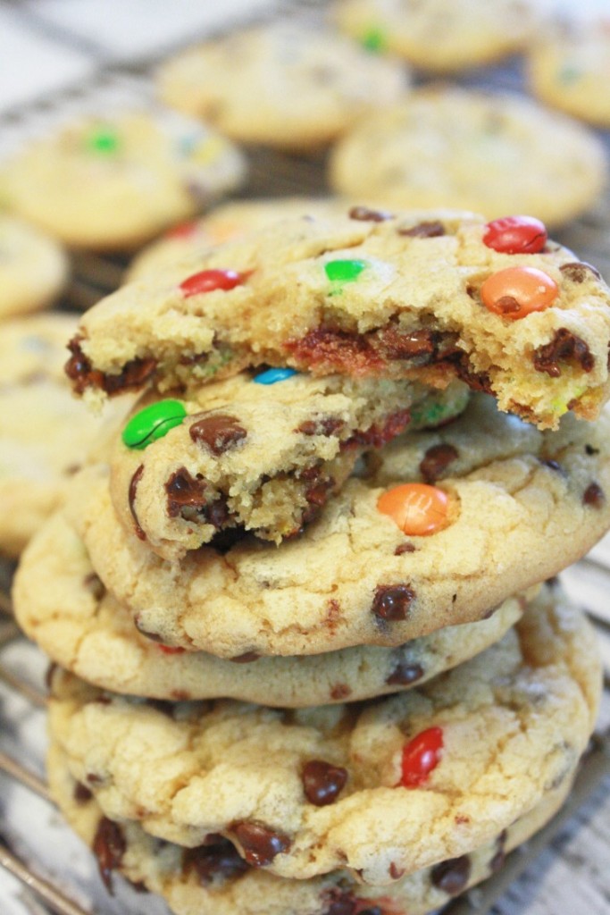 These cookies - m&m, chocolate chips, and pudding - I swear I'll never make them another way again - they're SO good! 