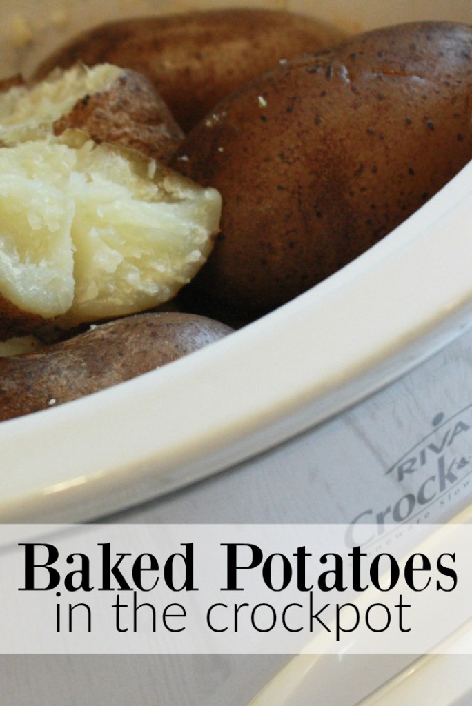 This recipe is the BEST for baked potatoes in crock pot - slow cooker recipes are awesome, especially for when I have a full oven, or don't want to turn the oven on. They're crispy on the outside when they're done cooking, too. 