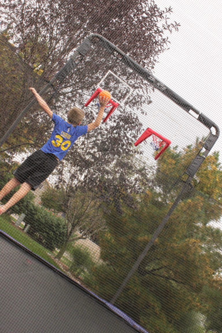 Adding the Skywalker Trampoline Double Basketball Hoop is a Huge Hit!