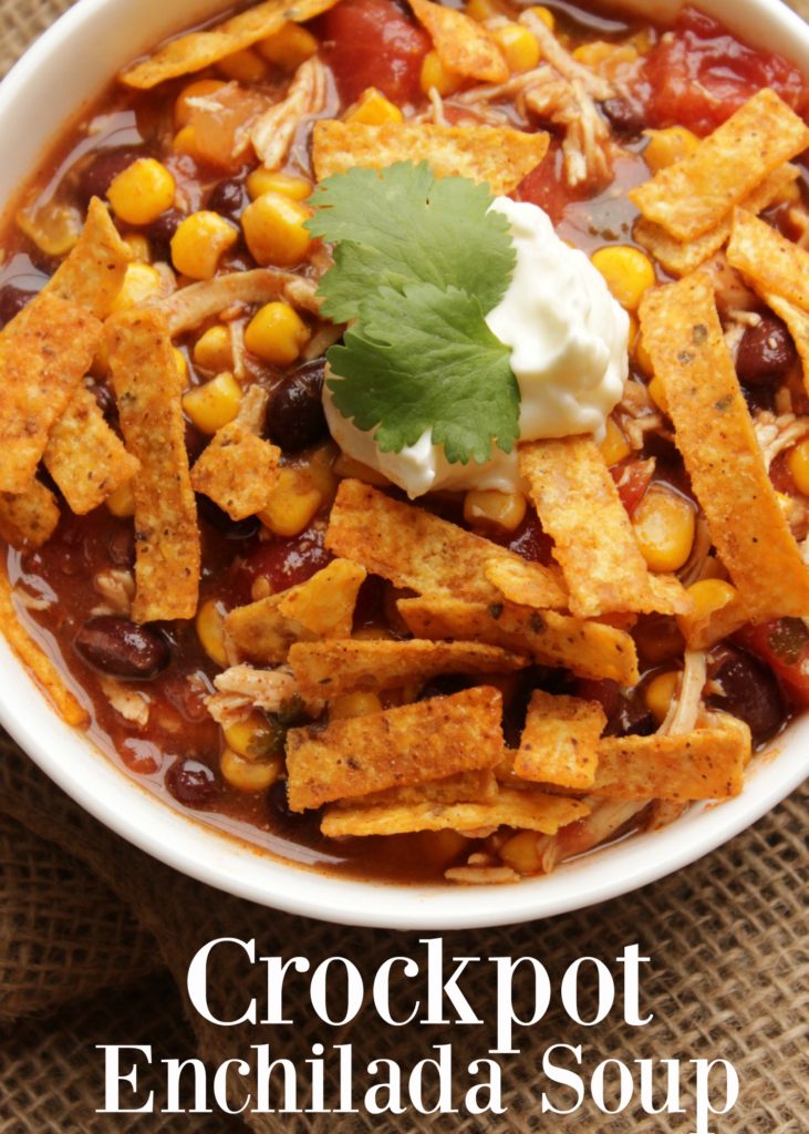 This chicken enchilada soup - crockpot recipe, nonetheless is delicious! It's made in the crockpot entirely, making it a quick easy dinner as well! And, the leftovers are even better.