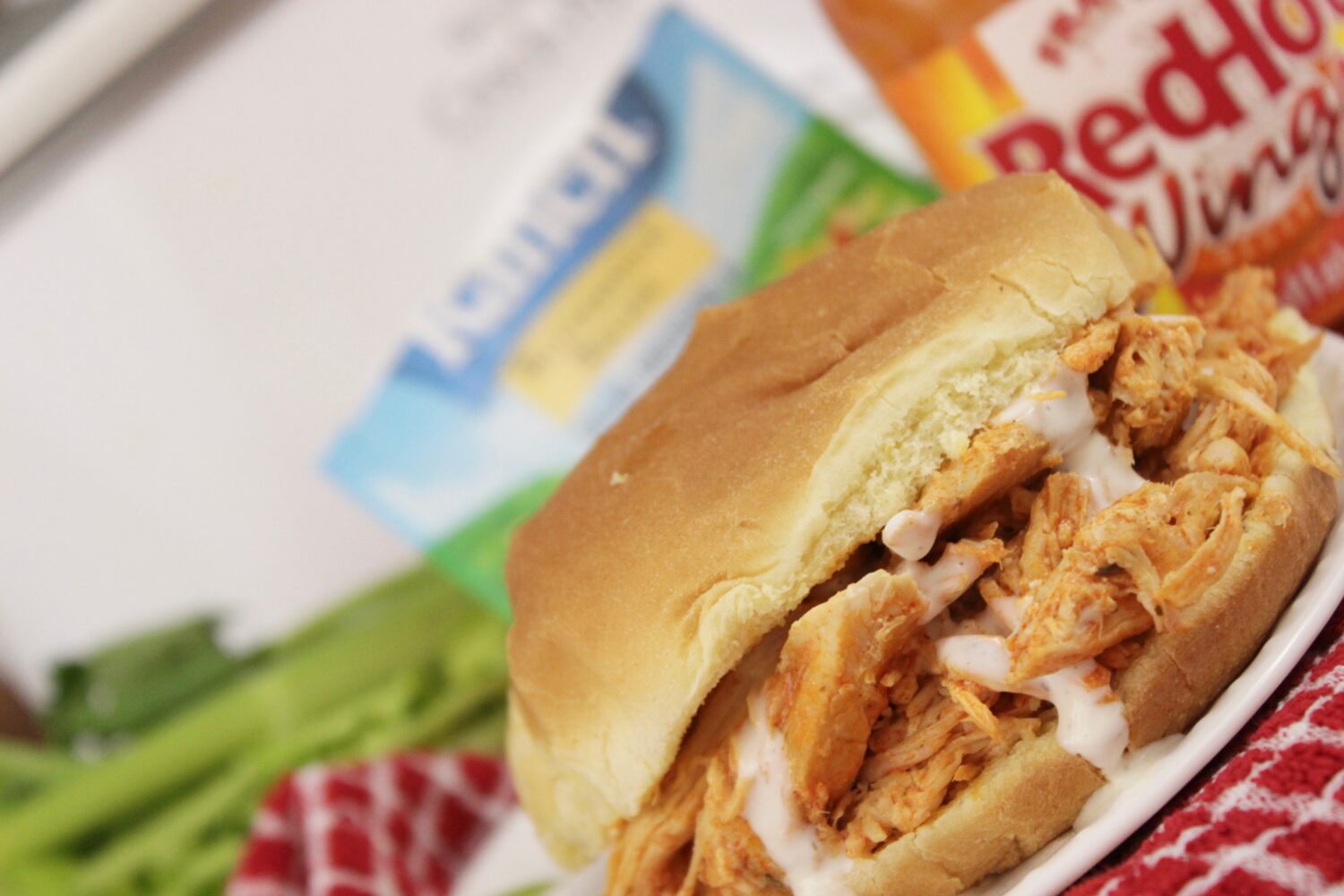 Buffalo Chicken Crock Pot Sandwiches