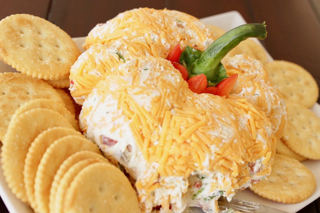 This pumpkin shaped cheese ball is one of those perfect easy appetizers for a party!