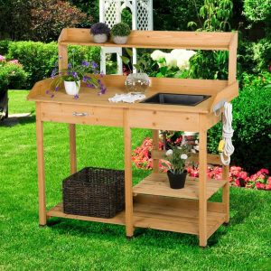 Solid Wood Potting Bench with Sink