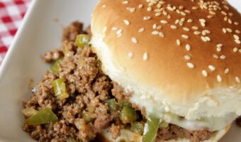 philly sloppy joe on a white plate