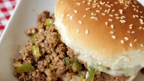 philly sloppy joe on a white plate