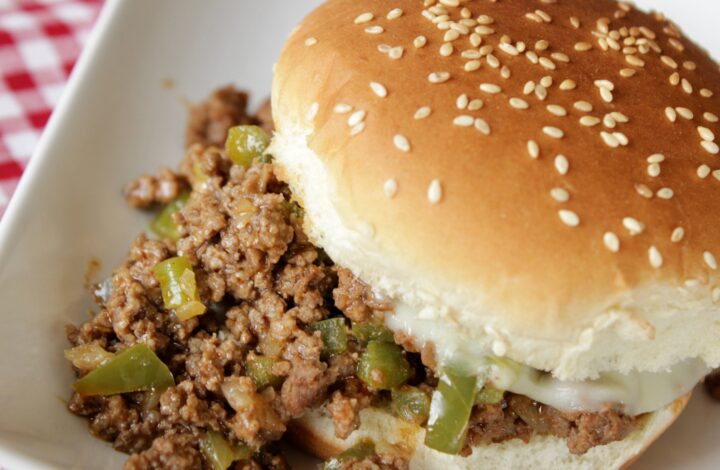 philly sloppy joe on a white plate