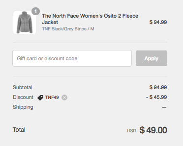 north face website coupon code