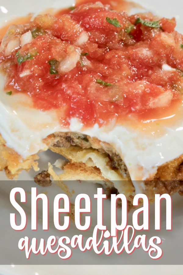We are all about easy dinner recipes for family dinner nights! And, I love using sheet pan dinners, because then everything is done at the same time and I can enjoy dinner with my family. Sheet pan meals are the best and I know you'll love these oven quesadillas! This is also a great taco night ideas alternative. #taconight #easy #dinner #sheetpan #simple #onedish #kids #kidfriendly