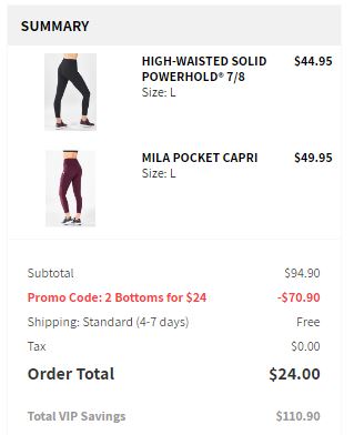 my Fabletics checkout cart