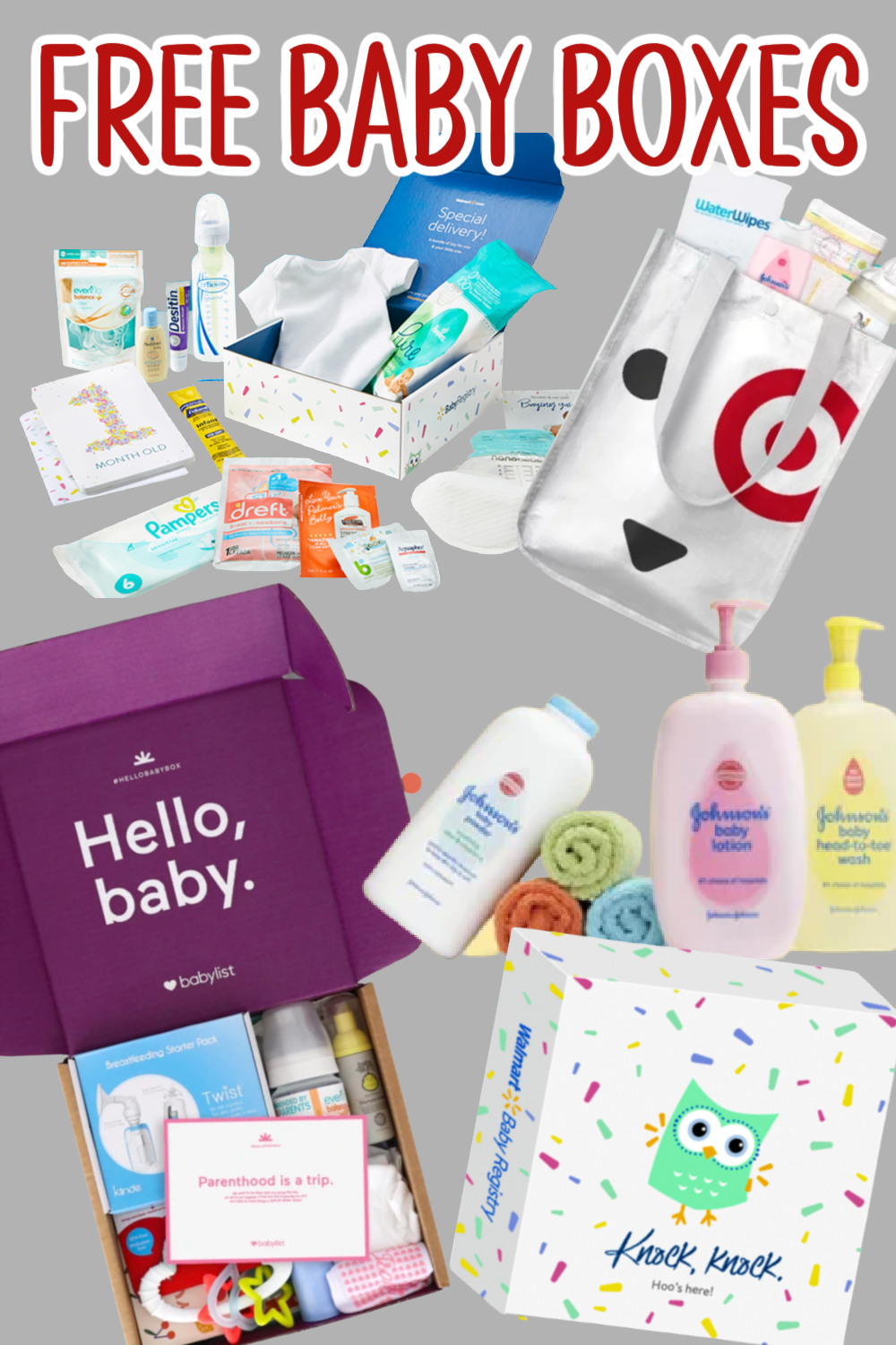 Free baby samples from companies that send free baby stuff. Free diaper samples, baby coupons by mail all in their own boxes.