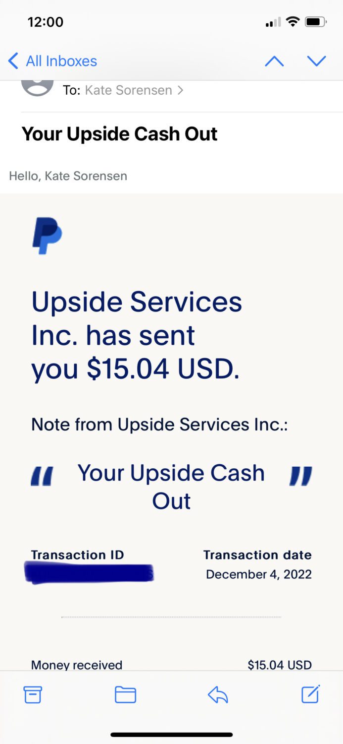 My paypal Upsdie app free cash payment